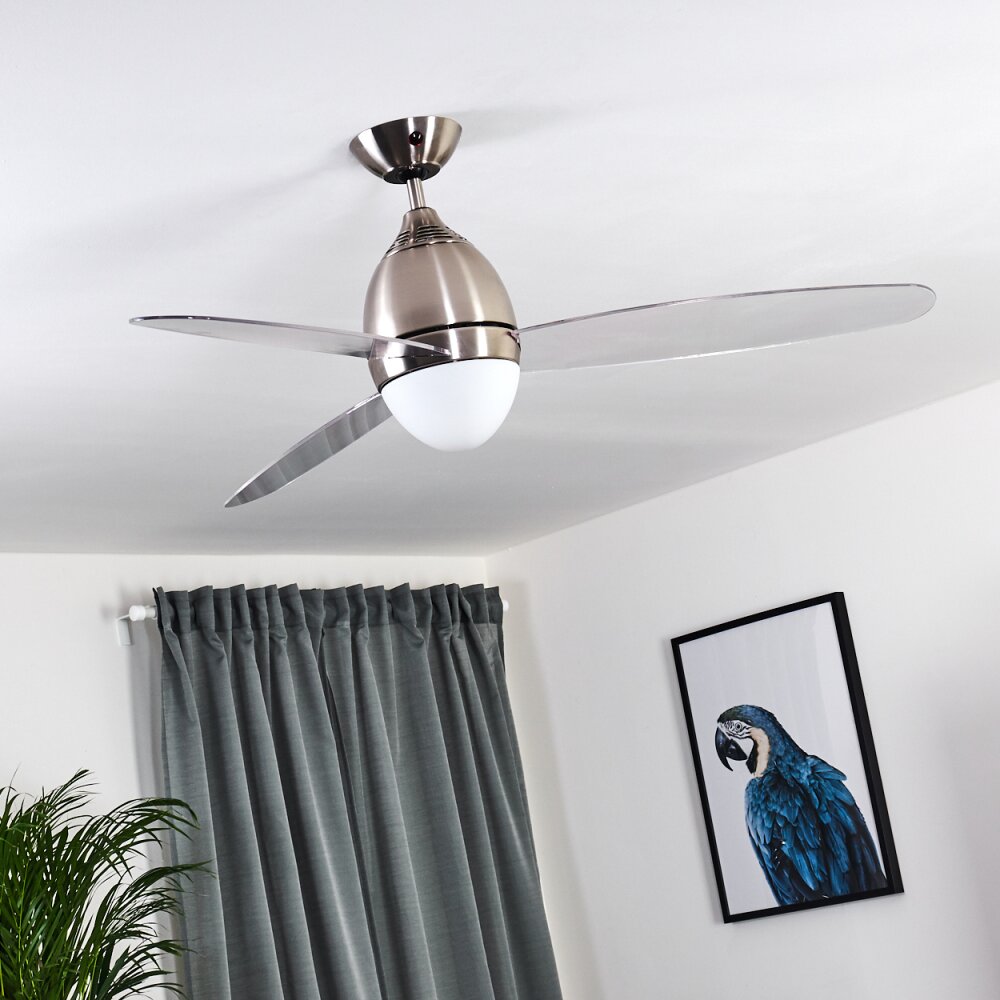 Varazze ventilatore da soffitto Nichel opaco, Trasparente, chiaro, 1-Luce, Telecomando