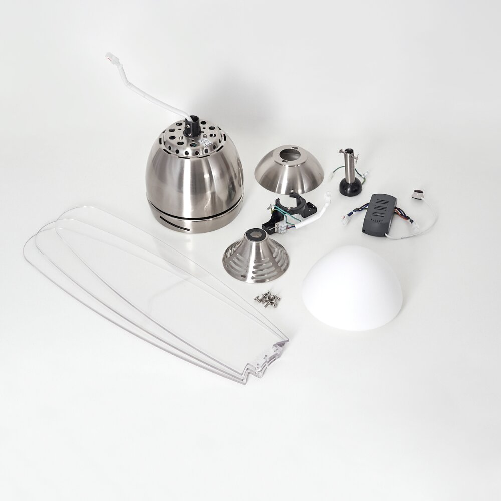 Varazze ventilatore da soffitto Nichel opaco, Trasparente, chiaro, 1-Luce, Telecomando