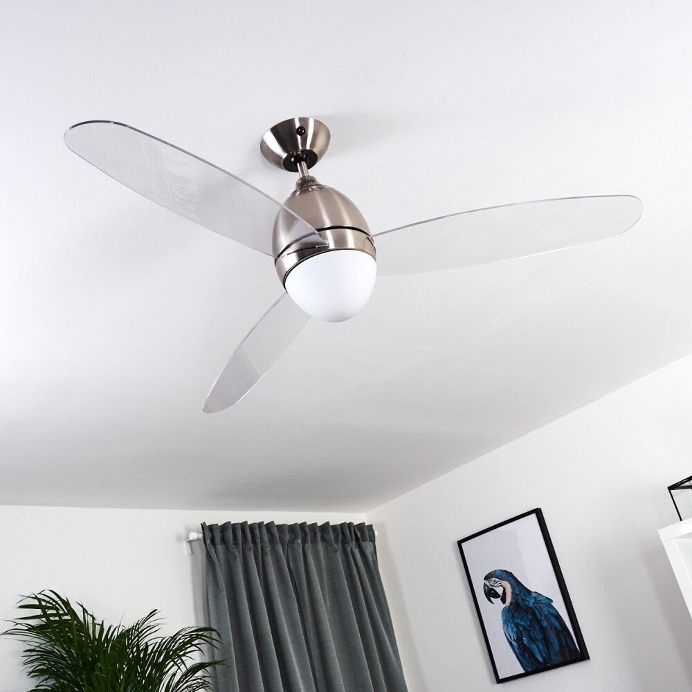 Varazze ventilatore da soffitto Nichel opaco, Trasparente, chiaro, 1-Luce, Telecomando