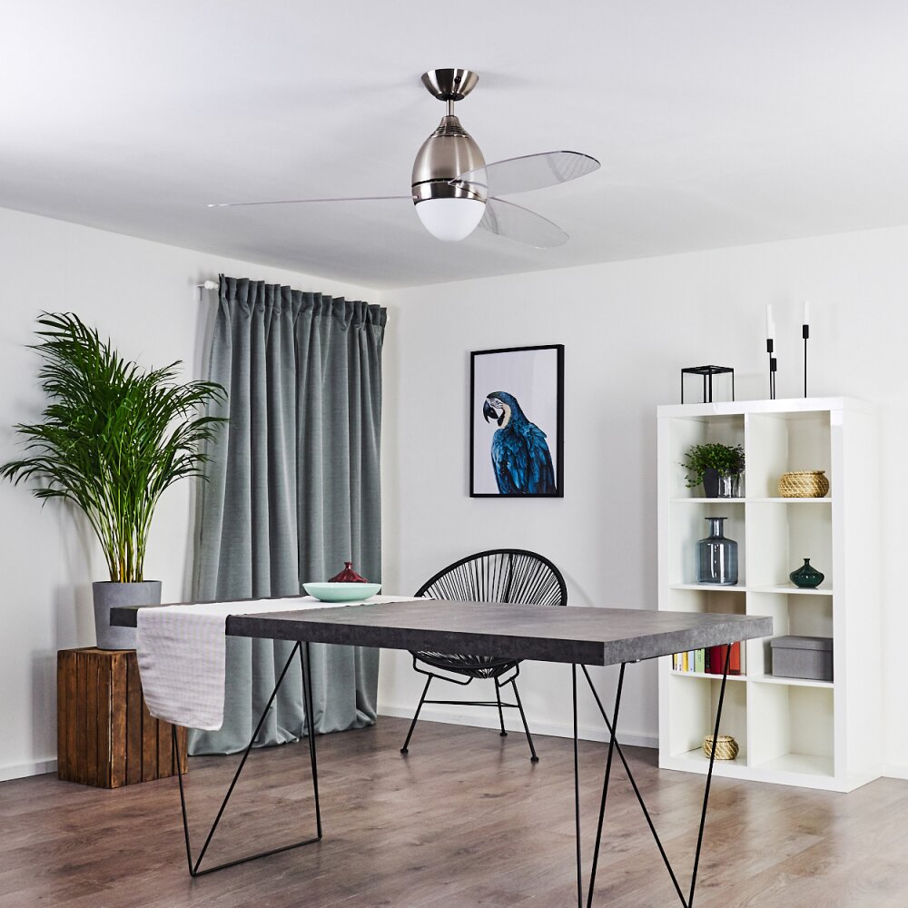 Varazze ventilatore da soffitto Nichel opaco, Trasparente, chiaro, 1-Luce, Telecomando