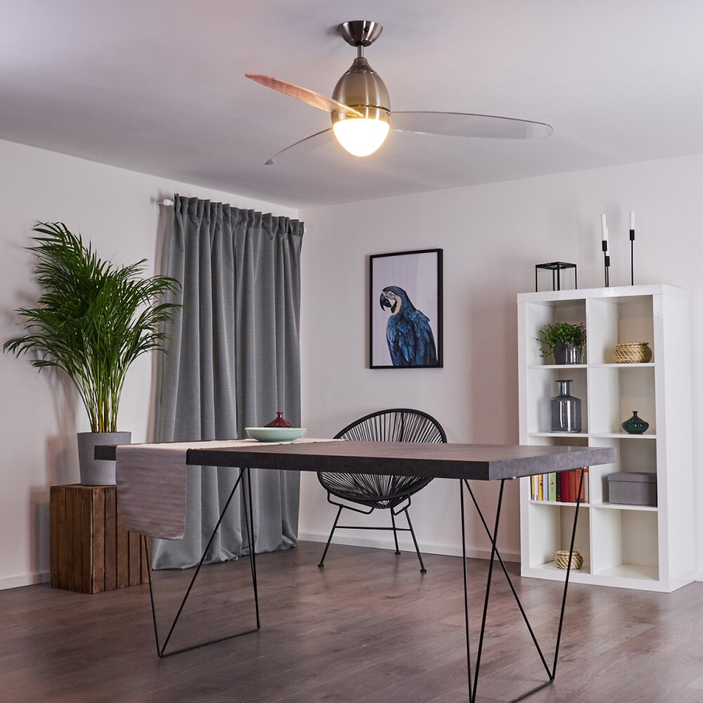 Varazze ventilatore da soffitto Nichel opaco, Trasparente, chiaro, 1-Luce, Telecomando