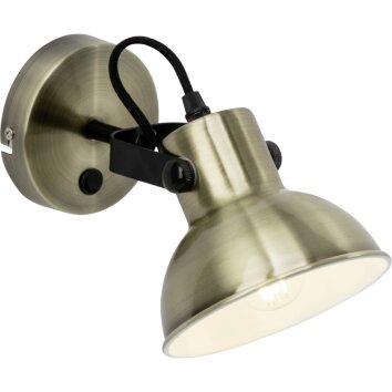 Brilliant Ester Faretto da parete Ottone, Nero, 1-Luce