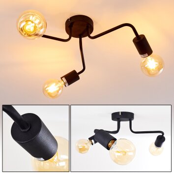 Valcolla Plafoniera Nero, 3-Luci