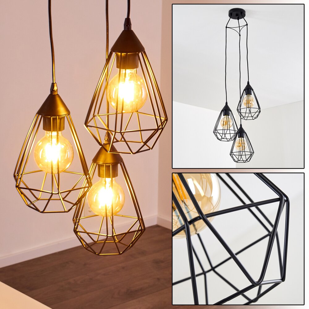 Kunir Lampadario a sospensione Nero, 3-Luci main product photo