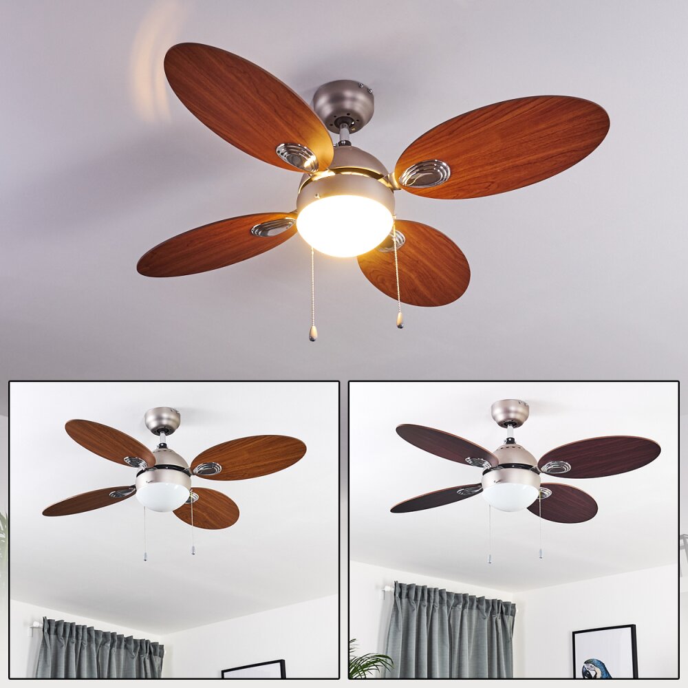 Nicosia ventilatore da soffitto Legno scuro, Nichel opaco, 1-Luce main product photo