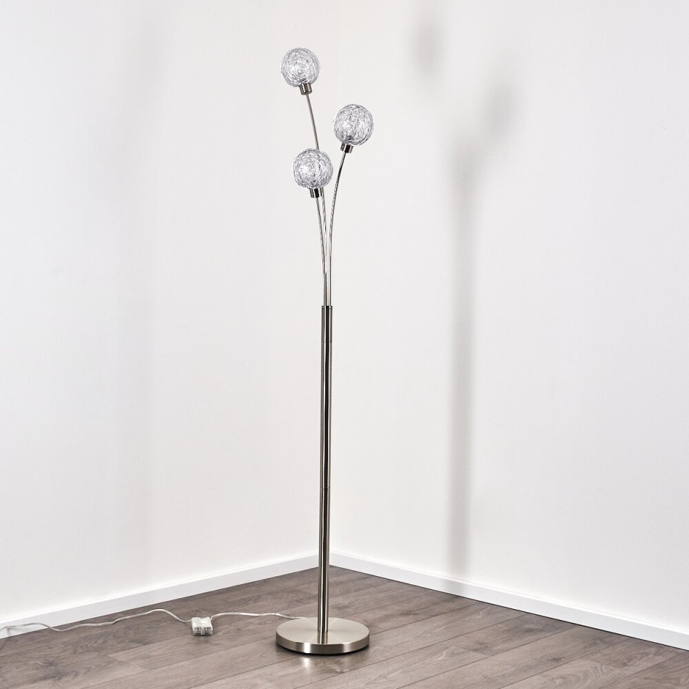 Bernado Lampada da terra Nichel opaco, 3-Luci