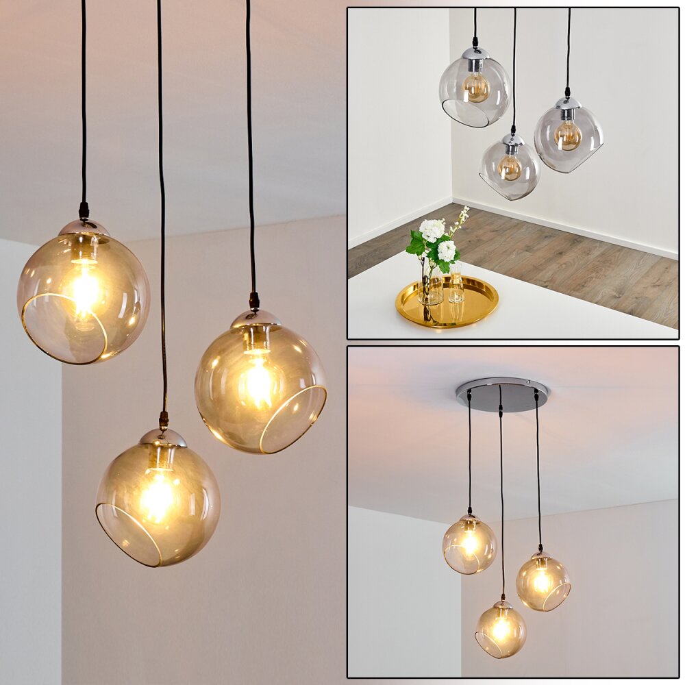 Schnabek Lampadario a sospensione Cromo, Nero, 3-Luci main product photo