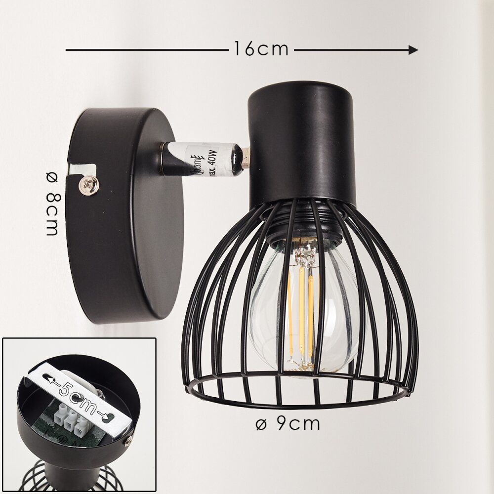 Applique Bolderslev Cromo, Nero, 1-Luce