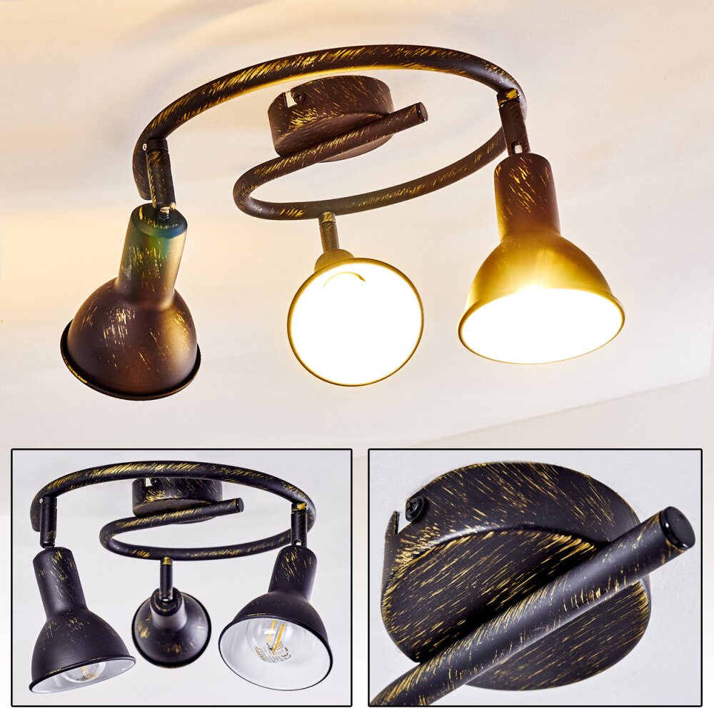 Polmak Plafoniera Nero-Oro, 3-Luci main product photo