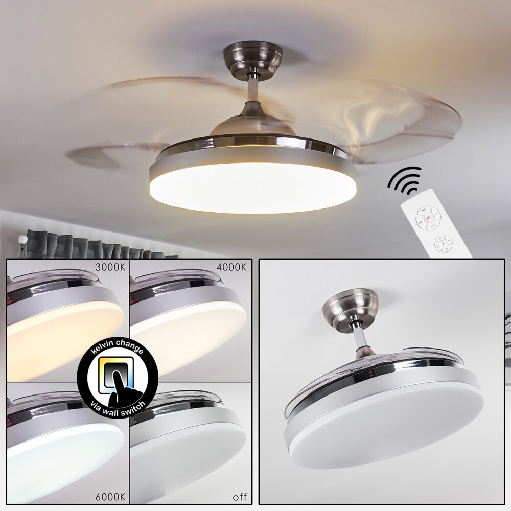 Bendigo ventilatore da soffitto LED Cromo, 1-Luce main product photo