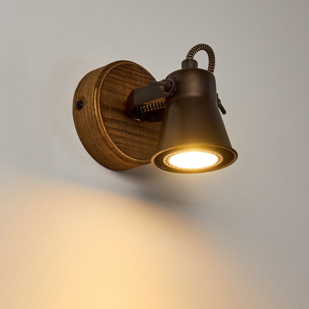 Skodsbol Applique Legno scuro, Nero, 1-Luce