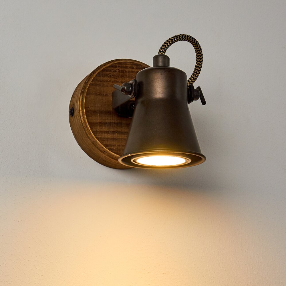 Skodsbol Applique Legno scuro, Nero, 1-Luce