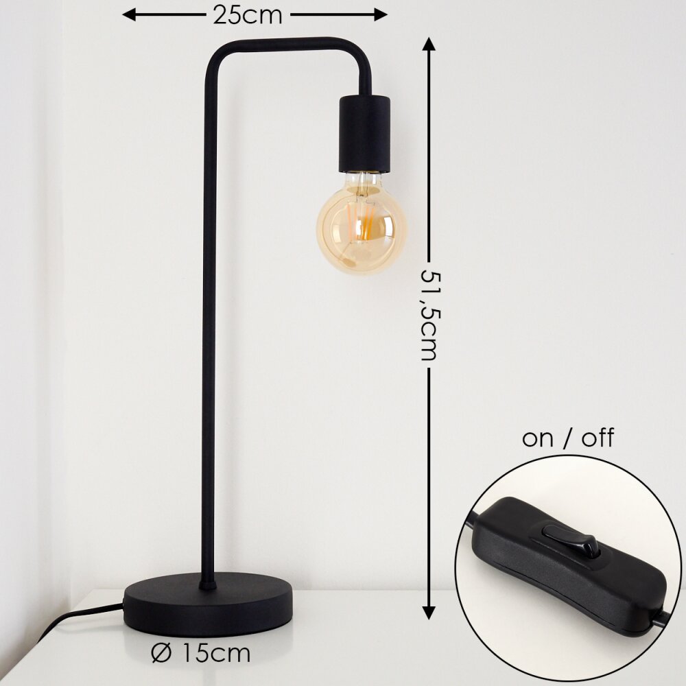 Valocolla Lampada da Tavolo Nero, 1-Luce