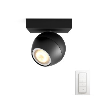 Philips Hue Ambiance White Buckram Set di base per spot a soffitto Nero, 1-Luce, Telecomando