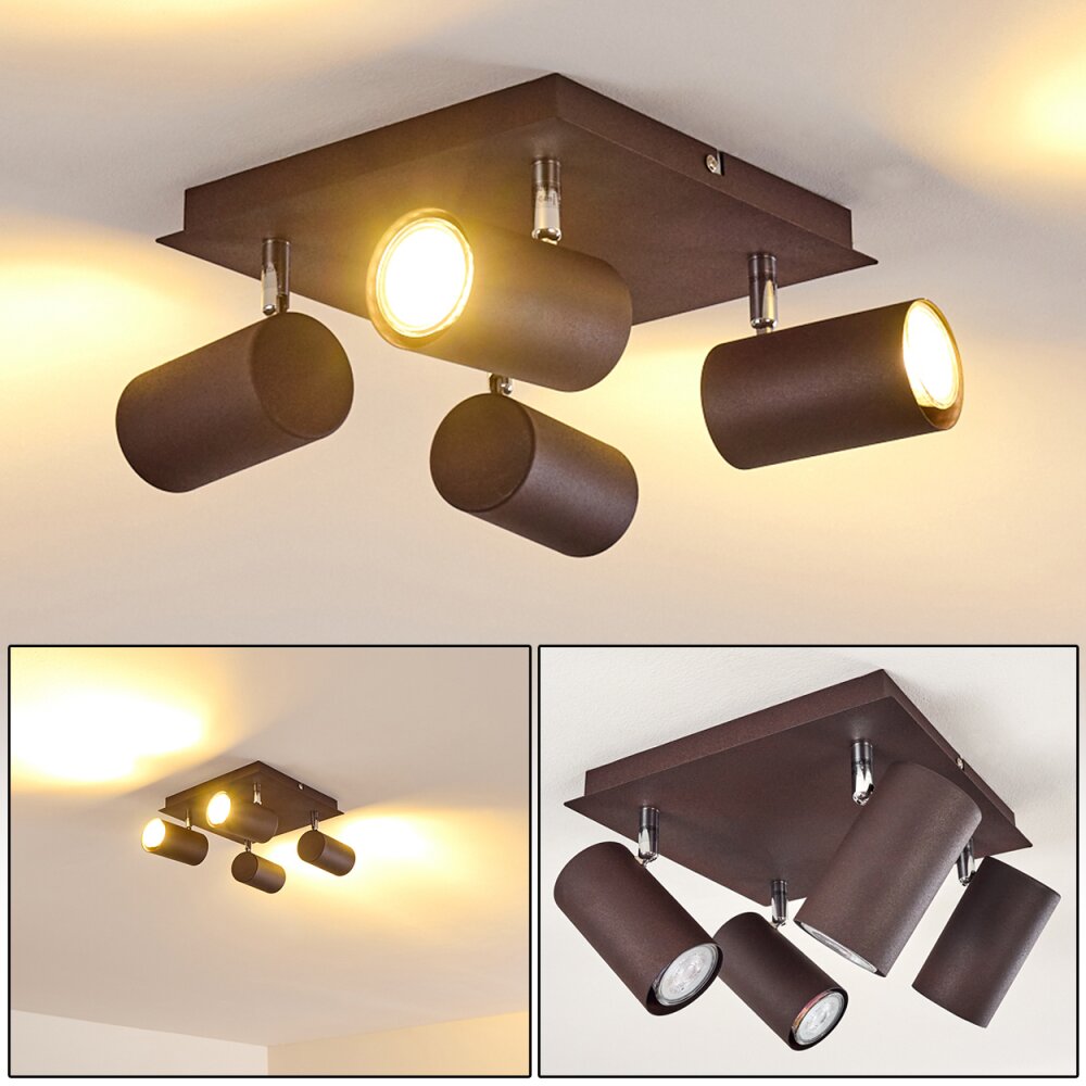 Plafoniera Zuoz Cromo, Ruggine, 4-Luci main product photo