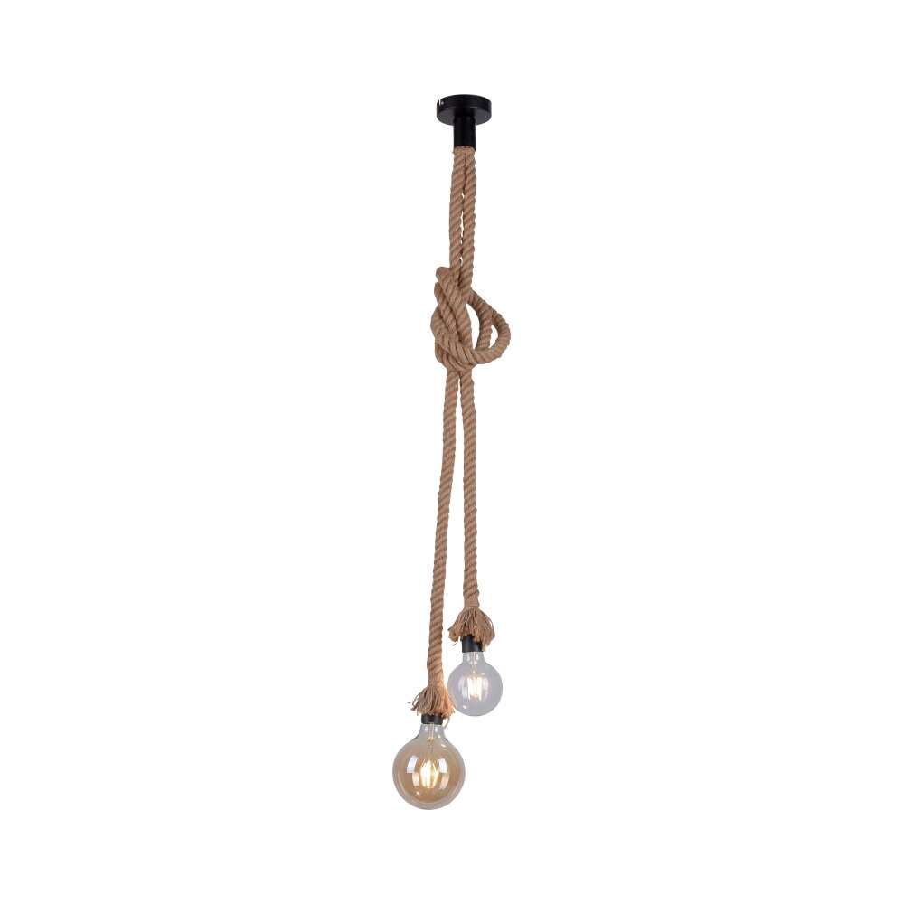 Lampada a Sospensione Leuchten Direkt ROPE Marrone, Nero, 2-Luci main product photo