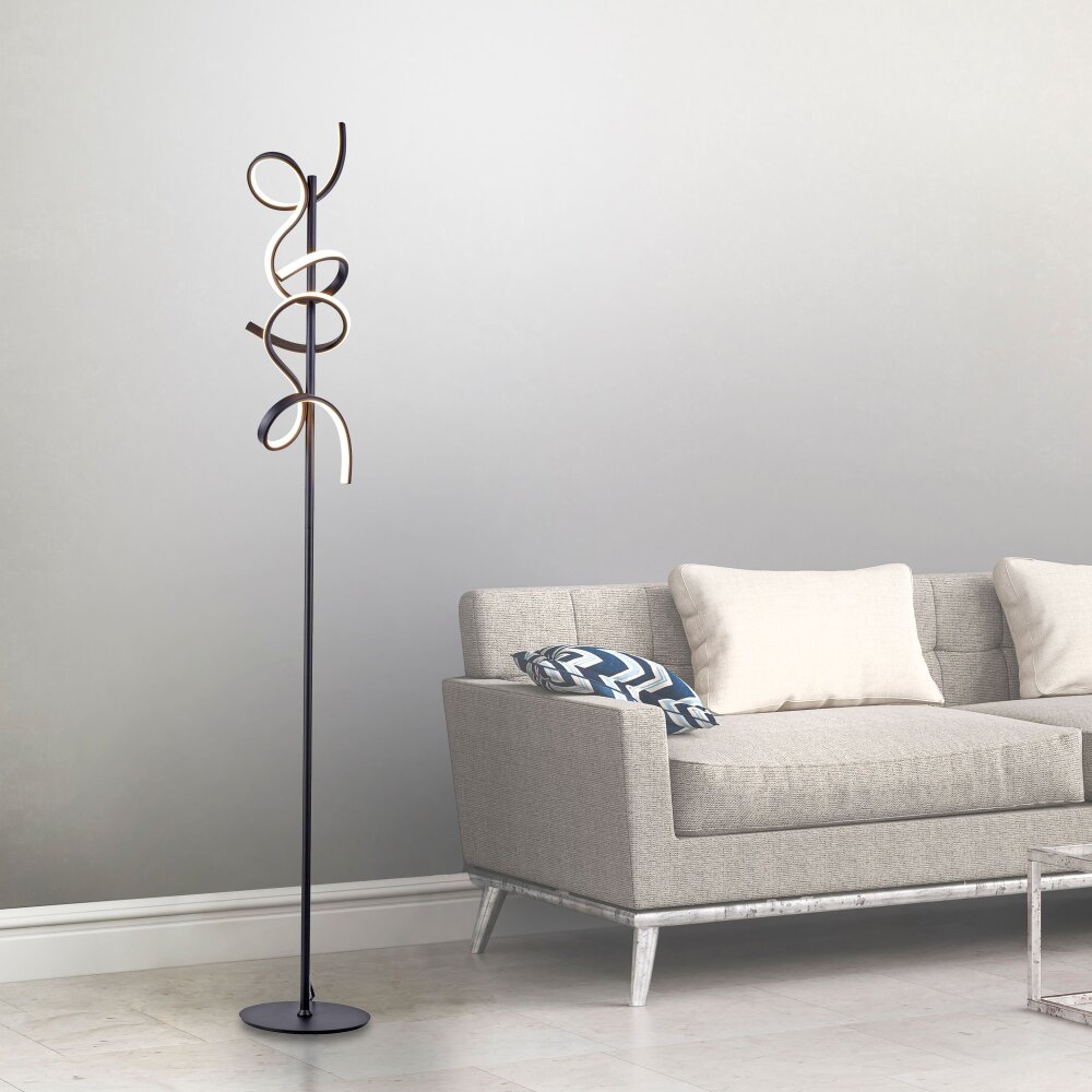 Leuchten-Direkt CURLS Lampada da terra LED Nero, 2-Luci main product photo