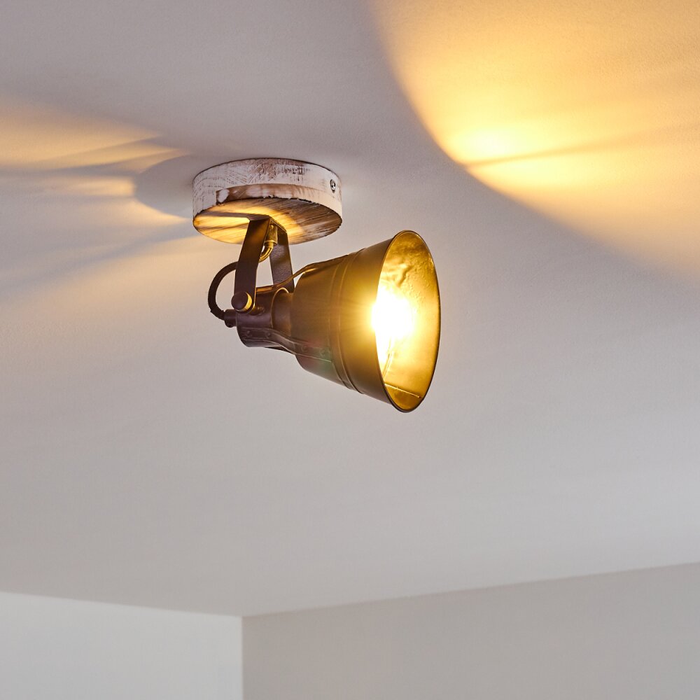 Berkeley Plafoniera Legno chiaro, Nero, Nero-Oro, 1-Luce