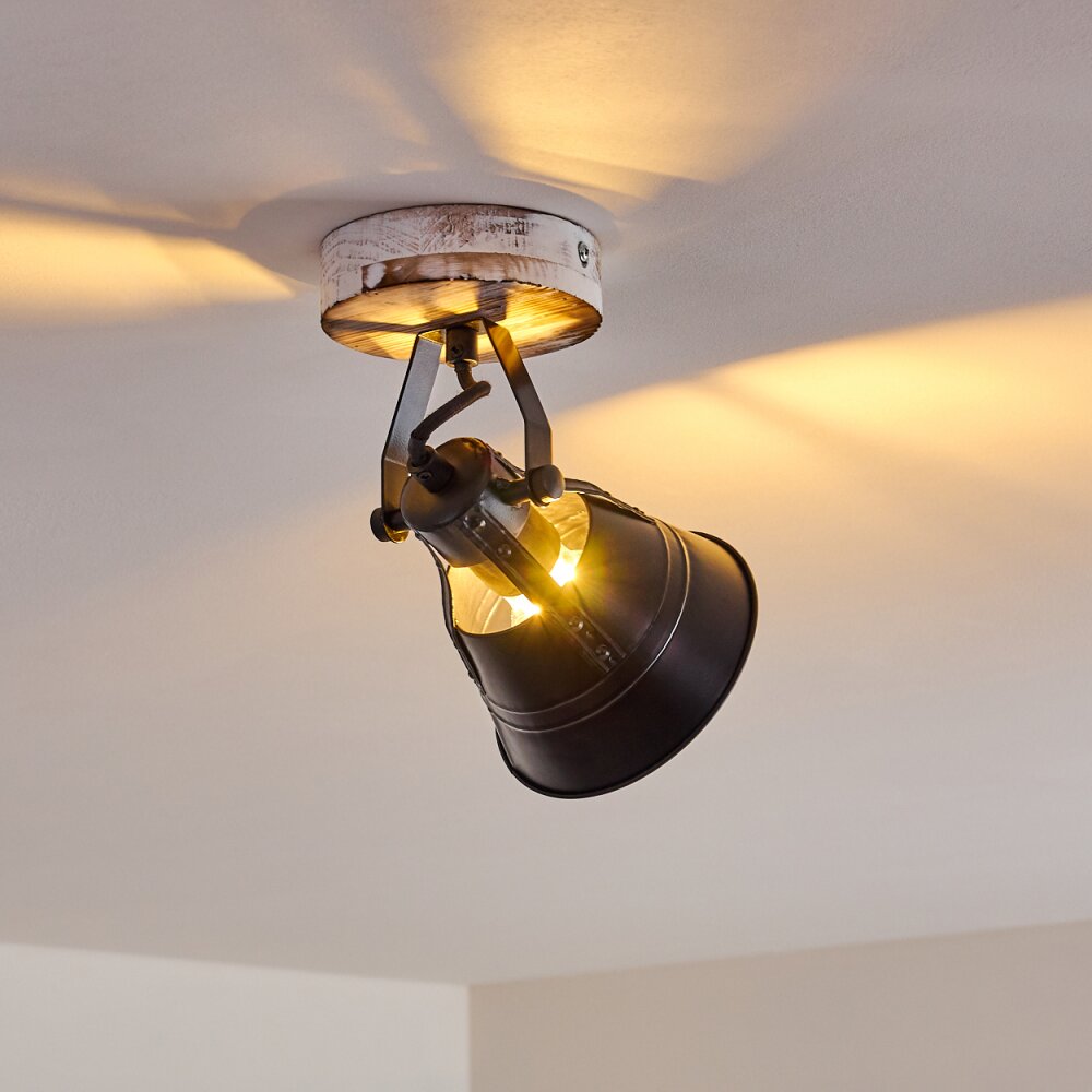 Berkeley Plafoniera Legno chiaro, Nero, Nero-Oro, 1-Luce