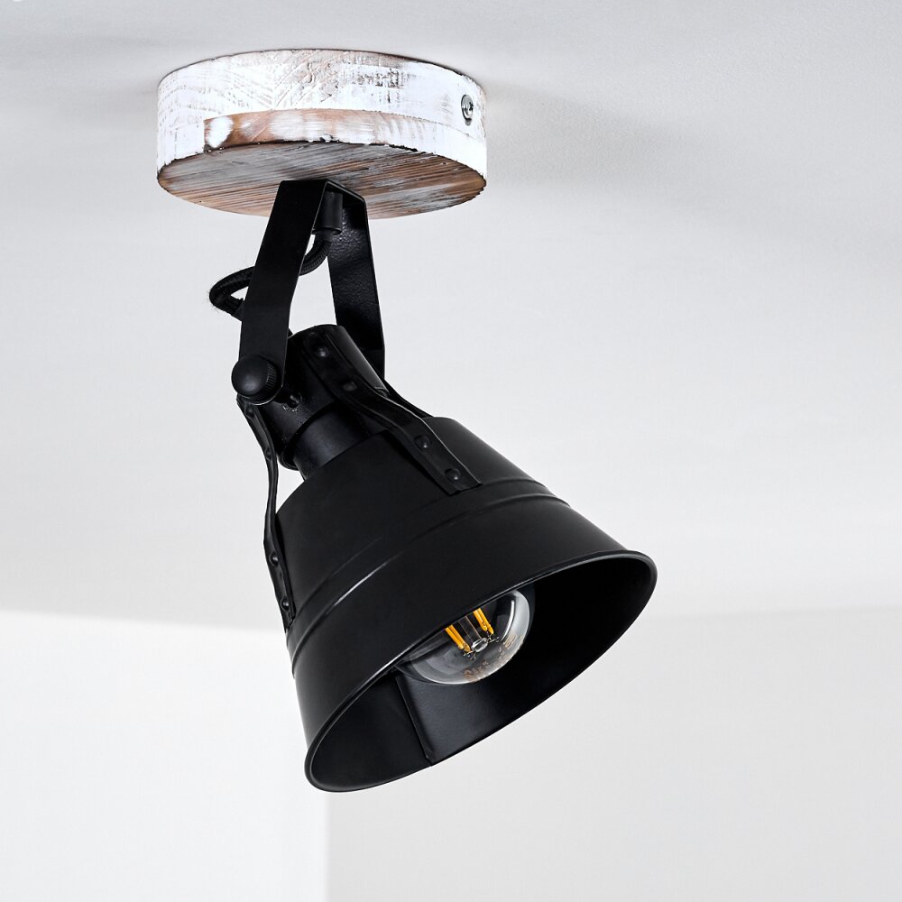 Berkeley Plafoniera Legno chiaro, Nero, Nero-Oro, 1-Luce