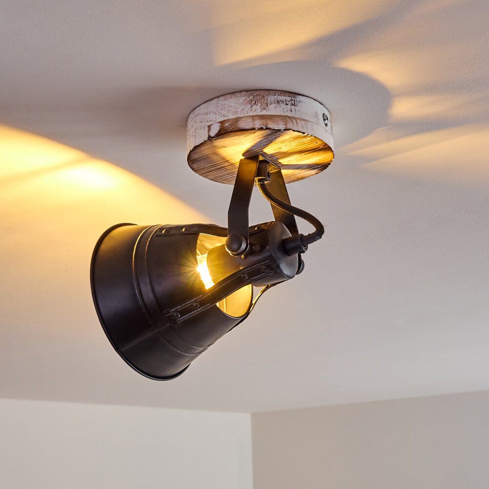 Berkeley Plafoniera Legno chiaro, Nero, Nero-Oro, 1-Luce