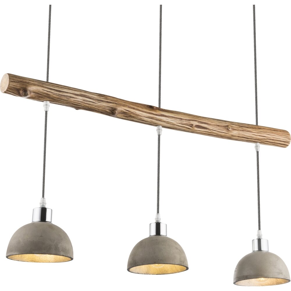 Globo Jebel Lampadario a sospensione Legno scuro, Nichel opaco, 3-Luci main product photo