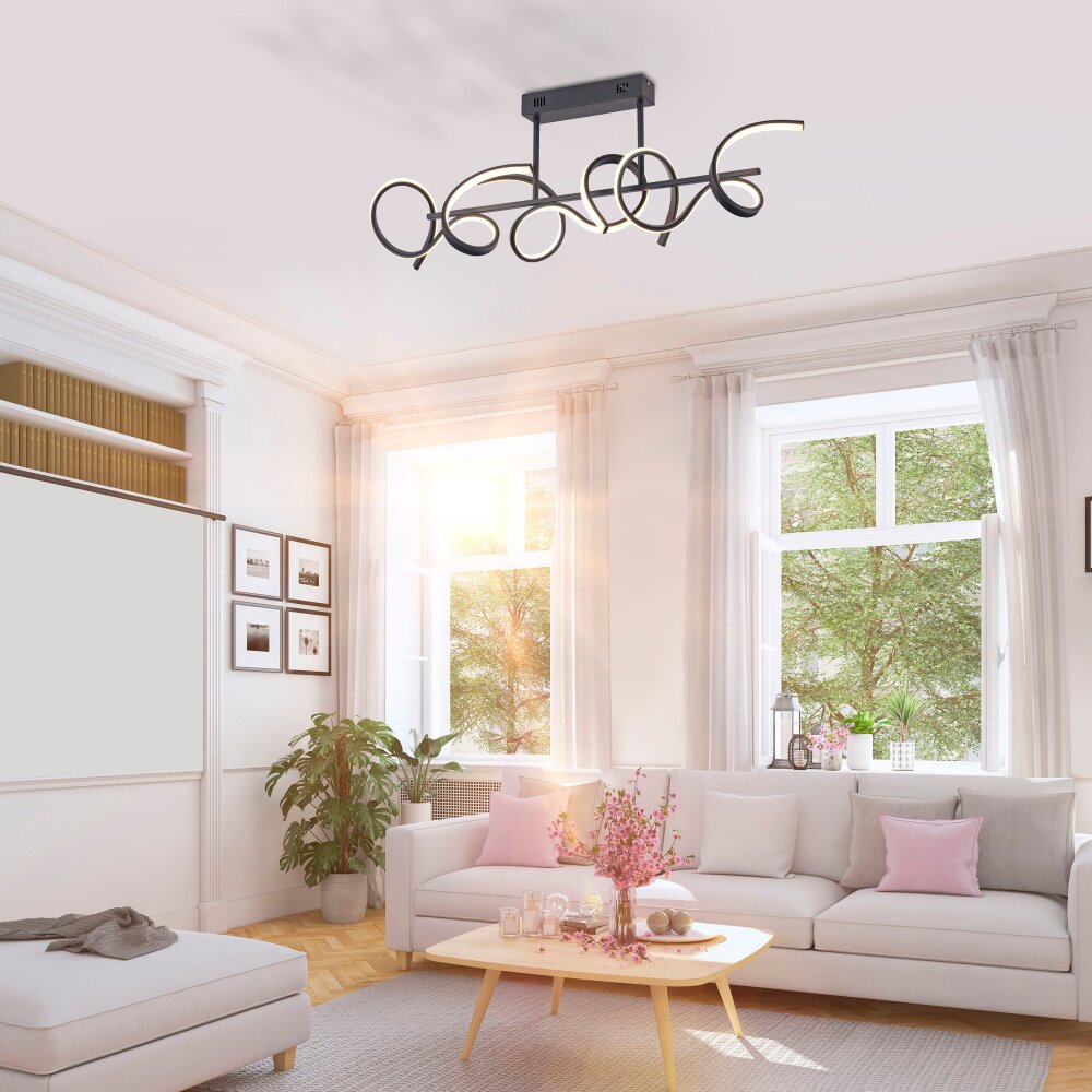 Leuchten-Direkt CURLS Plafoniera LED Nero, 3-Luci main product photo