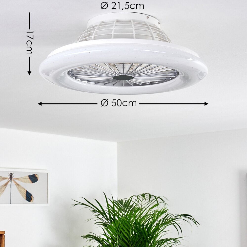 Piraeus ventilatore da soffitto LED Titanio, Bianco, 1-Luce, Telecomando