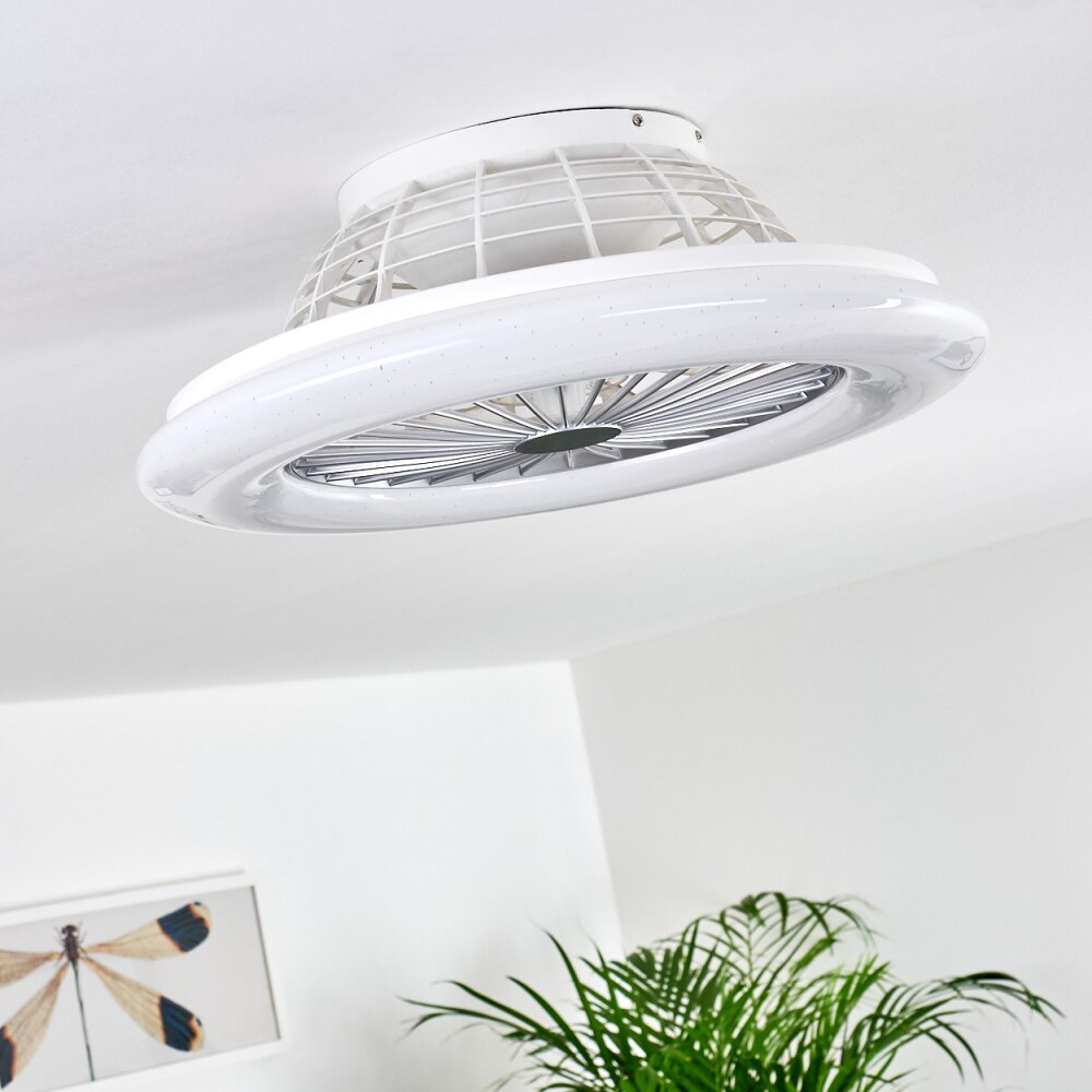 Piraeus ventilatore da soffitto LED Titanio, Bianco, 1-Luce, Telecomando