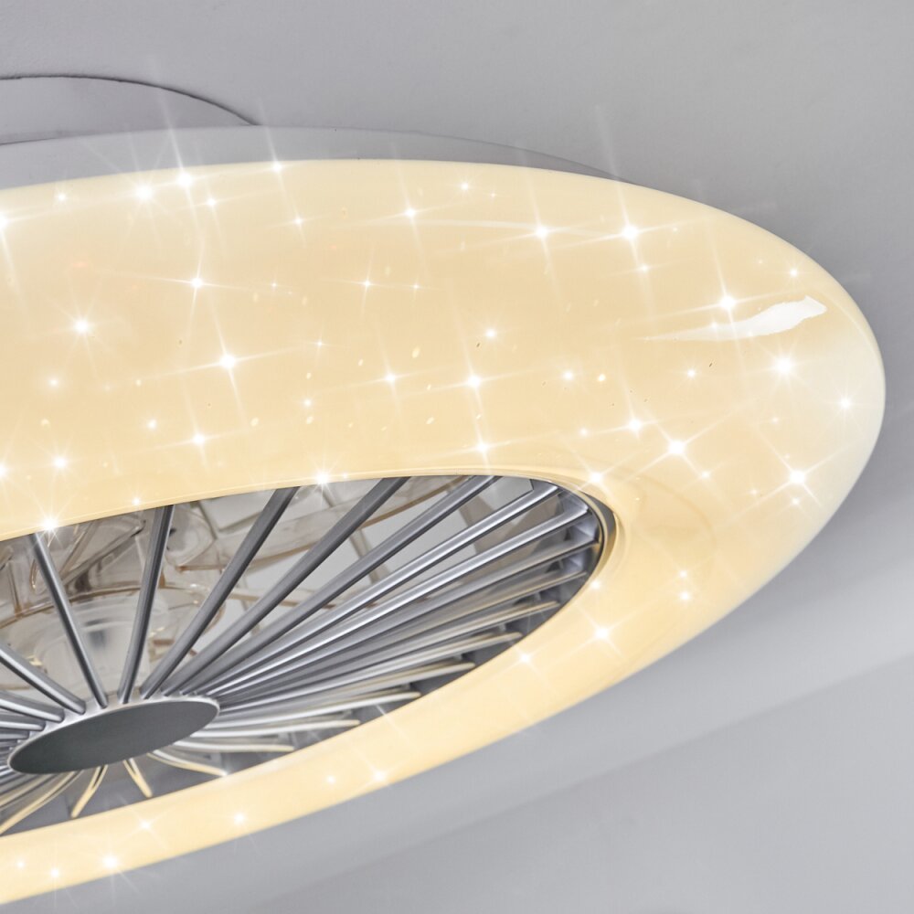 Piraeus ventilatore da soffitto LED Titanio, Bianco, 1-Luce, Telecomando
