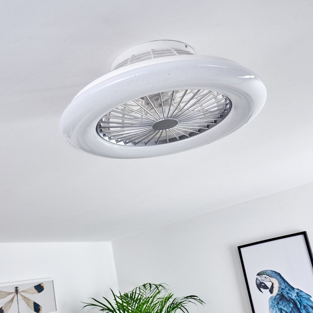 Piraeus ventilatore da soffitto LED Titanio, Bianco, 1-Luce, Telecomando