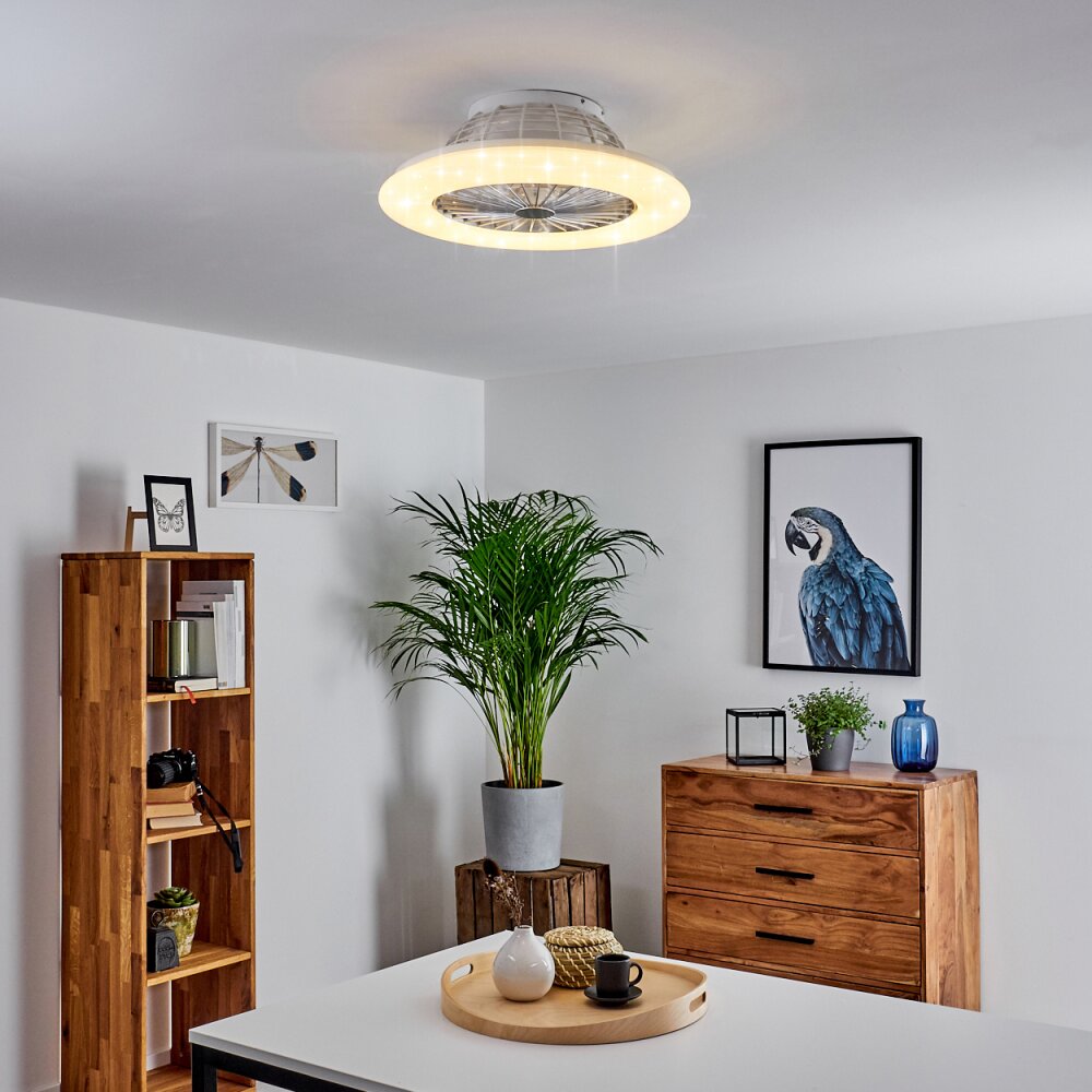 Piraeus ventilatore da soffitto LED Titanio, Bianco, 1-Luce, Telecomando