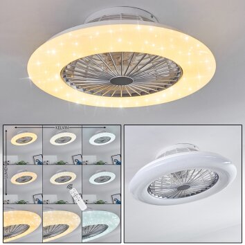 Piraeus ventilatore da soffitto LED Titanio, Bianco, 1-Luce, Telecomando