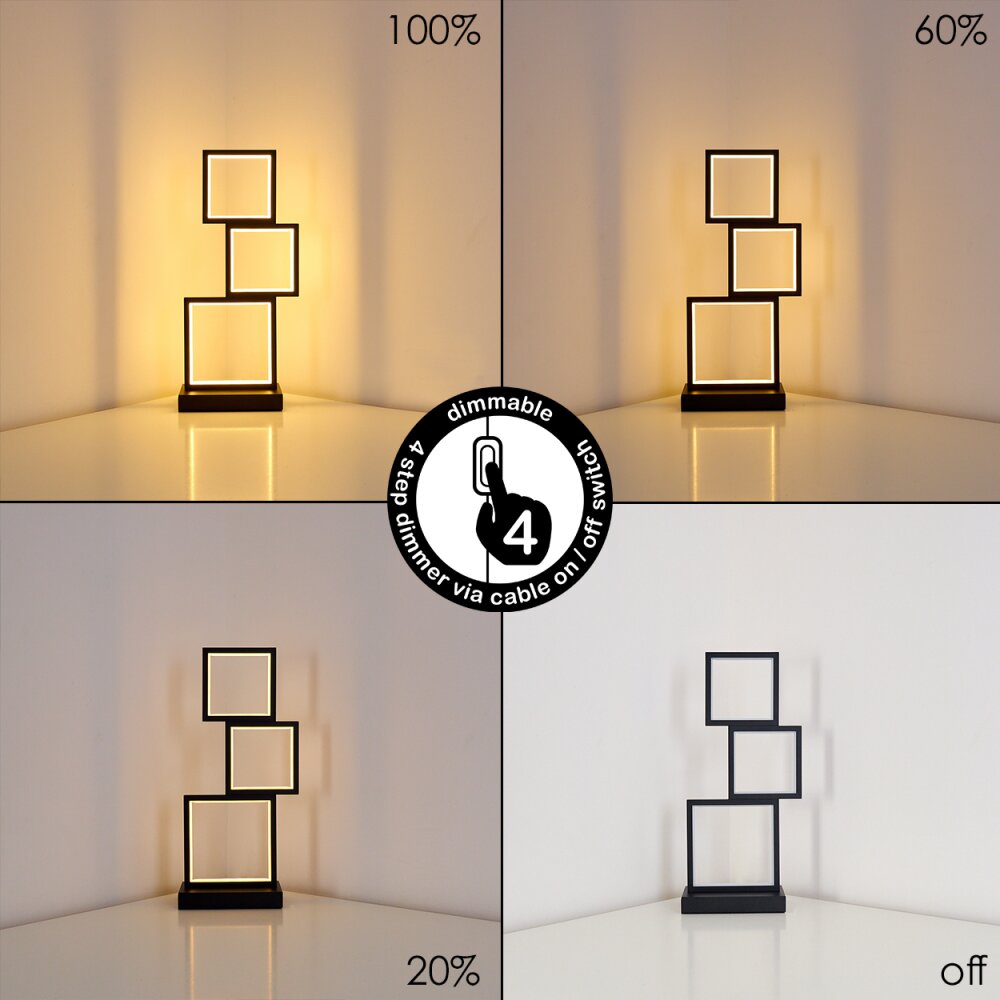 Bacolod Lampada da tavolo LED Nero, 1-Luce