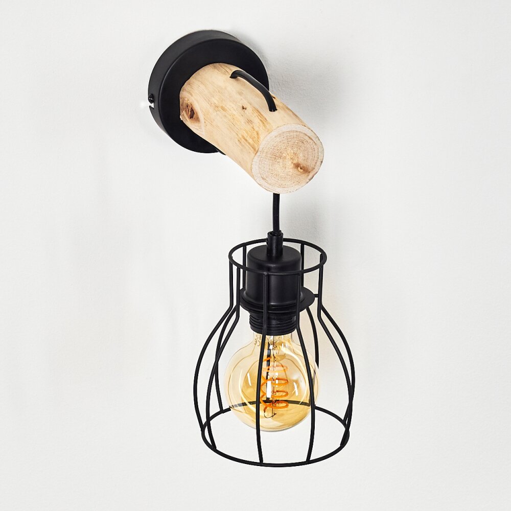 Gondo Applique Legno chiaro, Nero, 1-Luce