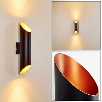 Saulcy Applique da esterno LED Nero-Oro, 2-Luci