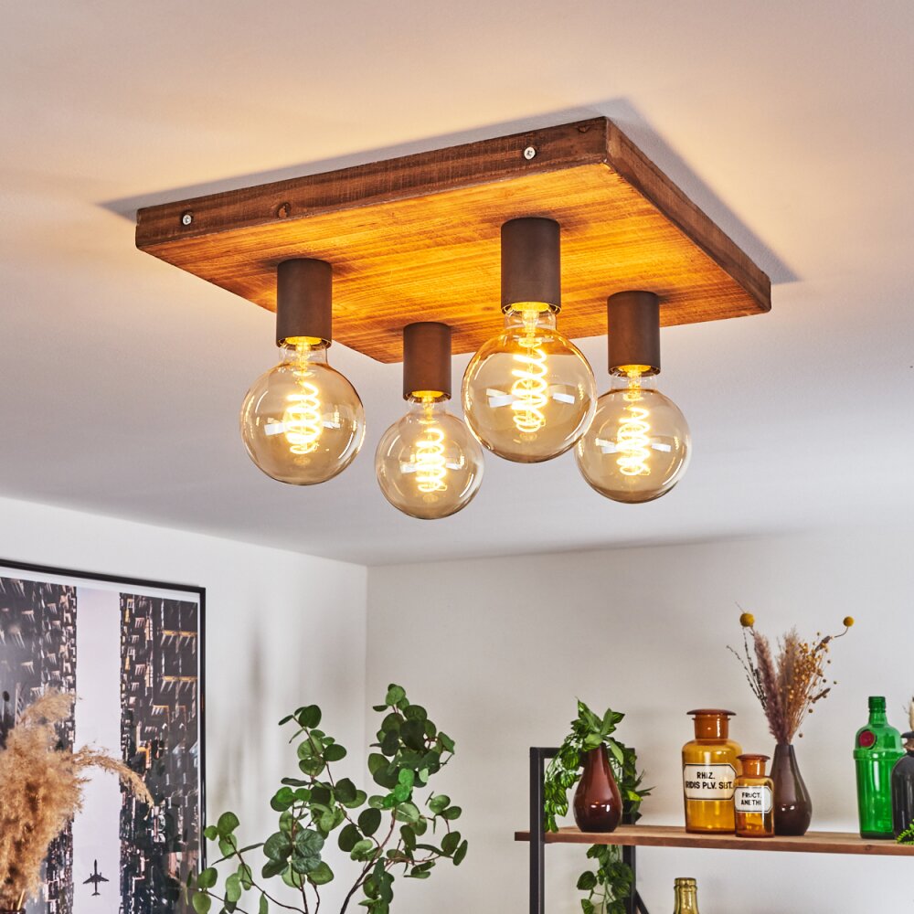Amnicon Plafoniera Legno scuro, Nero, 4-Luci main product photo