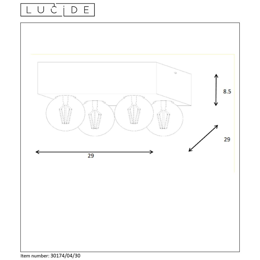 Lucide SURTUS Plafoniera Nero, 4-Luci