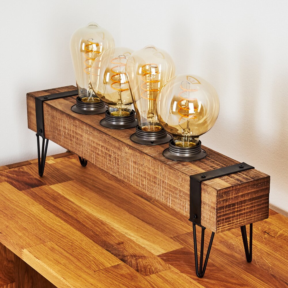 Montgomery Lampada da tavolo Legno chiaro, Nero, 4-Luci