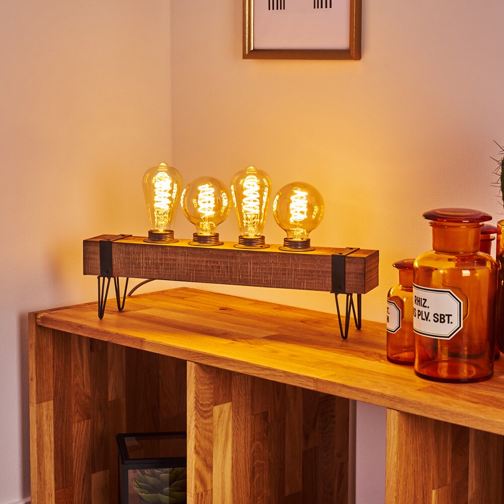 Montgomery Lampada da tavolo Legno chiaro, Nero, 4-Luci