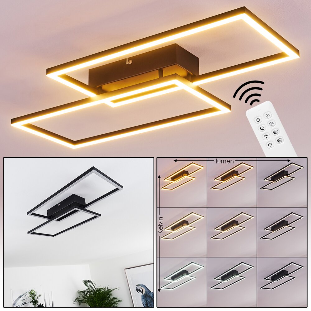 Cheka Plafoniera LED Nero, 2-Luci, Telecomando main product photo