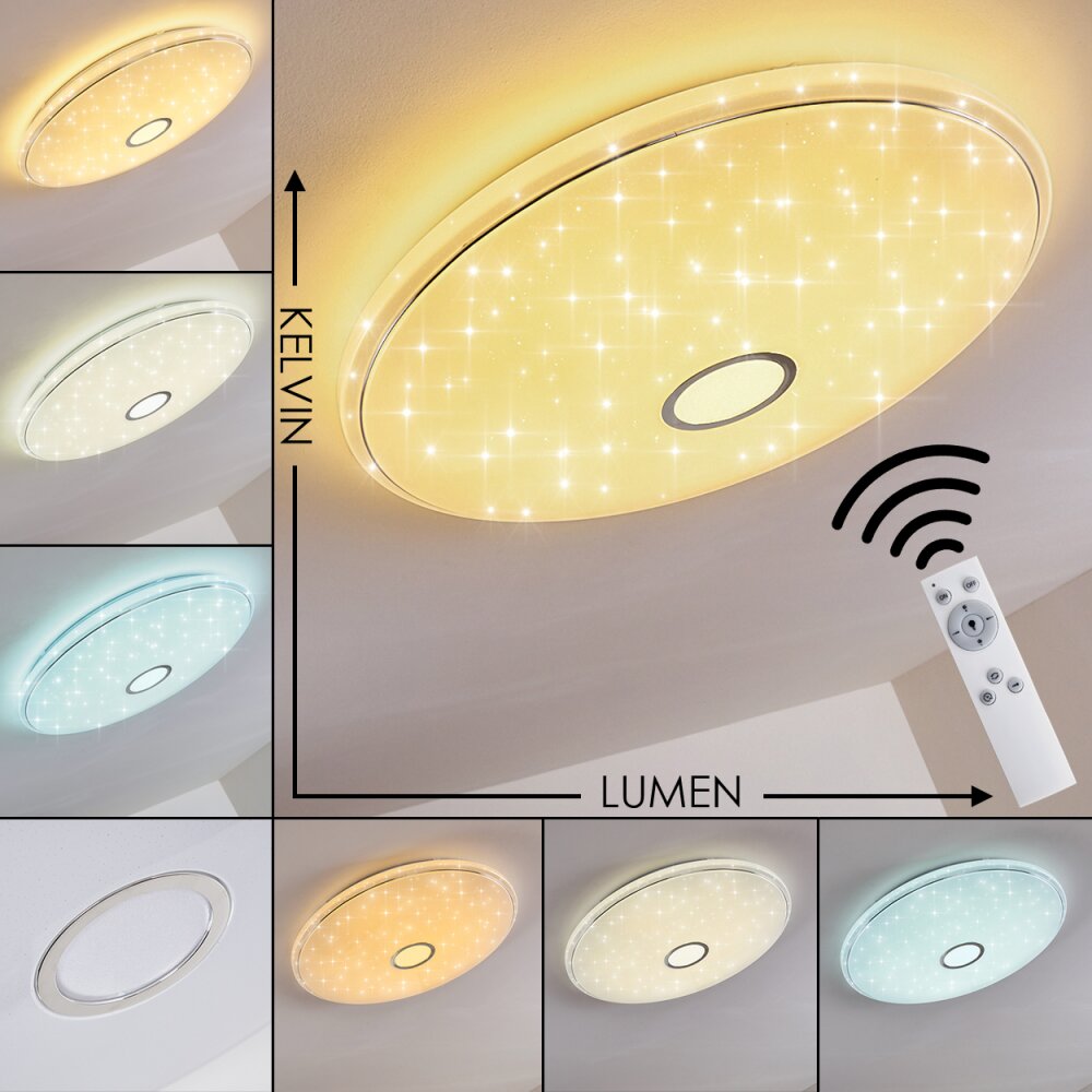 Cirque Plafoniera LED Cromo, 1-Luce, Telecomando, Cambia colore main product photo