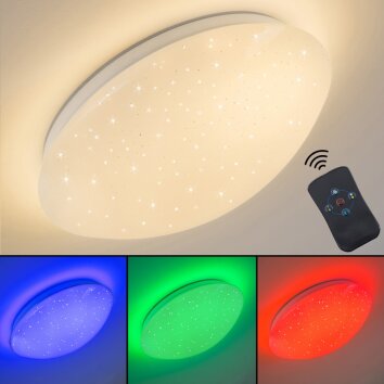 Quebec Plafoniera LED Bianco, 1-Luce, Telecomando, Cambia colore