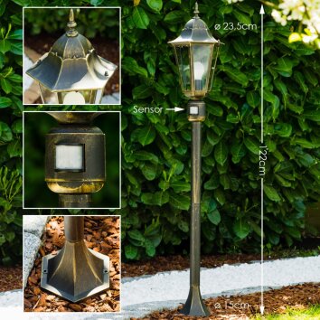 Bristol Lampada da terra per esterno Oro, Ottone, 1-Luce, Sensori di movimento