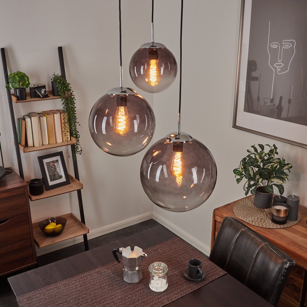 Lampadario a sospensione Degevos Grigio, 3-Luci main product photo