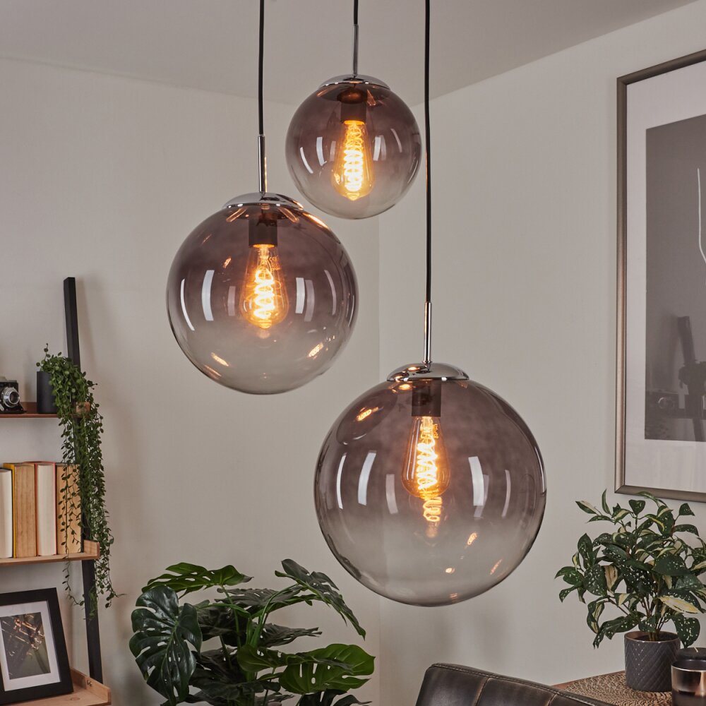 Lampadario a sospensione Degevos Grigio, 3-Luci