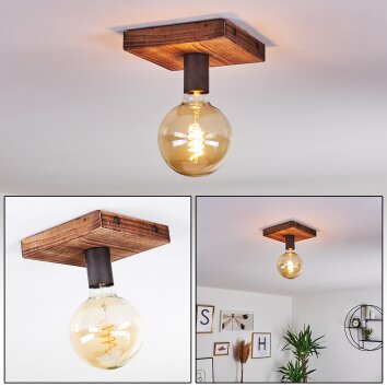 Amnicon Plafoniera Legno scuro, Nero, 1-Luce