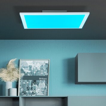 Brilliant Abie Plafoniera LED Bianco, 1-Luce, Telecomando, Cambia colore