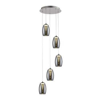 Brilliant Metropolis Lampada a Sospensione LED Cromo, 5-Luci