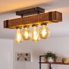 Montgomery Plafoniera Legno scuro, Nero, 4-Luci